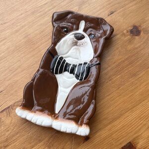 Ceramic Bulldog Dog Spoon Holder